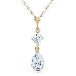 Genuine 2 ctw Aquamarine Necklace Jewelry 14KT Yellow Gold - REF-30F3Z