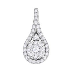 0.62 CTW Diamond Cluster Pendant 14KT White Gold - REF-79F4N