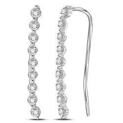 0.05 CTW Diamond Climber Earrings 10KT White Gold - REF-6N2F