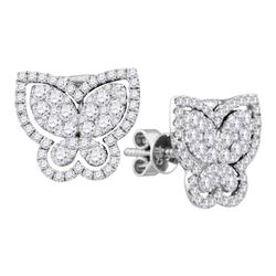 1.23 CTW Diamond Butterfly Bug Stud Earrings 18KT White Gold - REF-240N2F