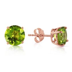 Genuine 3.1 ctw Peridot Earrings Jewelry 14KT Rose Gold - REF-23X9M