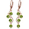 Image 1 : Genuine 4.95 ctw Peridot Earrings Jewelry 14KT Rose Gold - REF-53N8R