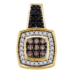 0.50 CTWBlack Color Diamond Square Cluster Pendant 14KT Yellow Gold - REF-49W5K