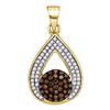 Image 1 : 0.33 CTW Cognac-brown Color Diamond Teardrop Cluster Pendant 10KT Yellow Gold - REF-22M4H