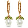 Image 1 : Genuine 9 ctw Peridot & Pearl Earrings Jewelry 14KT Rose Gold - REF-39M3T