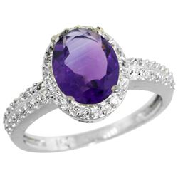 Natural 1.91 ctw Amethyst & Diamond Engagement Ring 10K White Gold - REF-31R7Z