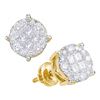 Image 1 : 0.15 CTW Princess Diamond Soleil Cluster Earrings 14KT Yellow Gold - REF-18K7W