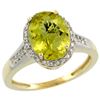 Image 1 : Natural 2.49 ctw Lemon-quartz & Diamond Engagement Ring 14K Yellow Gold - REF-41V2F