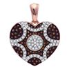 Image 1 : 0.33 CTW Red Color Diamond Heart Cluster Pendant 10KT Rose Gold - REF-40N4F