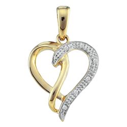 0.03 CTW Diamond Woven Heart Pendant 10KT Two-tone Gold - REF-10N5F