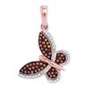 Image 1 : 0.20 CTW Red Color Diamond Butterfly Bug Pendant 10KT Rose Gold - REF-22N4F