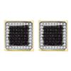 Image 1 : 0.90 CTWMens Black Color Diamond Square Cluster Earrings 10KT Yellow Gold - REF-37K5W