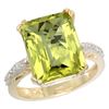 Image 1 : Natural 5.48 ctw Lemon-quartz & Diamond Engagement Ring 14K Yellow Gold - REF-49N7G