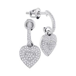 0.33 CTW Diamond Heart Love Dangle Earrings 10KT White Gold - REF-34Y4X