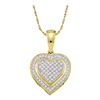 Image 1 : 0.15 CTW Diamond Layered Heart Cluster Pendant 10KT Yellow Gold - REF-14F9N