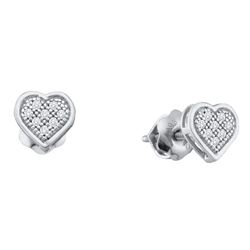 0.15 CTW Diamond Heart Love Cluster Earrings 10KT White Gold - REF-14Y9X