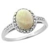 Image 1 : Natural 0.83 ctw Opal & Diamond Engagement Ring 10K White Gold - REF-25H5W