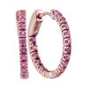 Image 1 : 1.25 CTW Ruby In/Out Hoop Earrings 14KT Rose Gold - REF-52X4Y