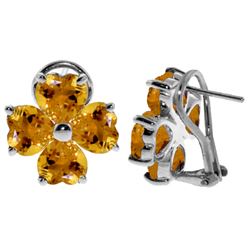 Genuine 6.5 ctw Citrine Earrings Jewelry 14KT White Gold - REF-79N7R