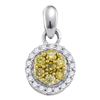 Image 1 : 0.25 CTW Yellow Color Diamond Circle Cluster Pendant 10KT White Gold - REF-16W4K