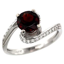 Natural 1.25 ctw garnet & Diamond Engagement Ring 14K White Gold - REF-52Z6Y