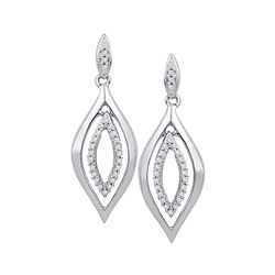 0.16 CTW Diamond Double Oval Dangle Screwback Earrings 10KT White Gold - REF-22F4N