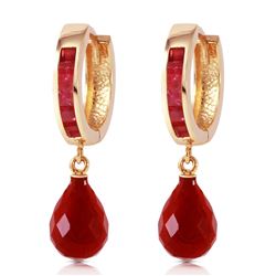 Genuine 7.8 ctw Ruby Earrings Jewelry 14KT Yellow Gold - REF-45A8K