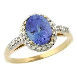 Natural 1.43 ctw Tanzanite & Diamond Engagement Ring 14K Yellow Gold - REF-54Z7Y