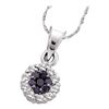 Image 1 : 0.25 CTW Black Color Diamond Framed Flower Cluster Pendant 14KT White Gold - REF-18M2H