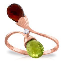 Genuine 2.52 ctw Citrine, Garnet & Diamond Ring Jewelry 14KT Rose Gold - REF-25Z6N