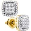 Image 1 : 0.51 CTW Diamond Square Cluster Earrings 10KT Yellow Gold - REF-37M5H