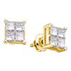 Image 1 : 1 CTW Princess Diamond Screwback Stud Mens Earrings 14k Yellow Gold - REF-108W6K