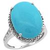 Image 1 : Natural 13.6 ctw Turquoise & Diamond Engagement Ring 14K White Gold - REF-111G2M