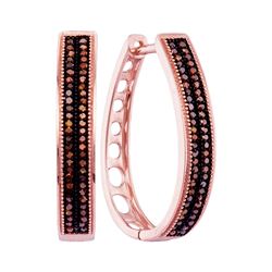 0.34 CTW Diamond Double Row Oblong Hoop Earrings 10KT Rose Gold - REF-46Y4X