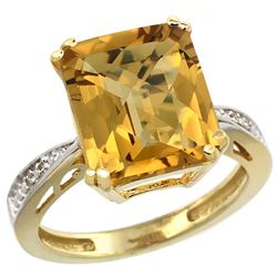 Natural 5.42 ctw Whisky-quartz & Diamond Engagement Ring 10K Yellow Gold - REF-55Z5Y