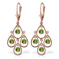 Genuine 2.4 ctw Peridot Earrings Jewelry 14KT Rose Gold - REF-54W9Y