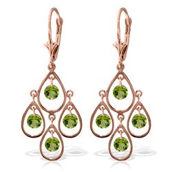 Genuine 2.4 ctw Peridot Earrings Jewelry 14KT Rose Gold - REF-54W9Y