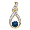 Image 1 : 0.25 CTW Blue Color Diamond Cradled Cluster Pendant 10KT Yellow Gold - REF-14N9F