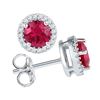 Image 1 : 1.36 CTW Created Ruby Solitaire Diamond Screwback Earrings 10KT White Gold - REF-18K2W