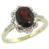 Image 1 : Natural 1.85 ctw Garnet & Diamond Engagement Ring 10K Yellow Gold - REF-30W2K