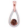 Image 1 : 0.15 CTW Red Color Diamond Teardrop Cluster Pendant 10KT Rose Gold - REF-14W9K