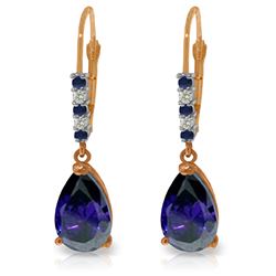 Genuine 3.18 ctw Sapphire & Diamond Earrings Jewelry 14KT Rose Gold - REF-47A2K