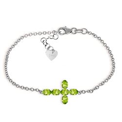 Genuine 1.70 ctw Peridot Bracelet Jewelry 14KT White Gold - REF-59A8K