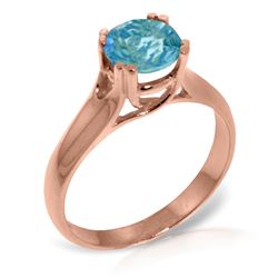 Genuine 1.10 ctw Blue Topaz Ring Jewelry 14KT Rose Gold - REF-57F3Z