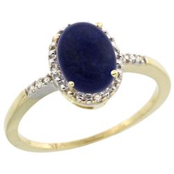 Natural 1.03 ctw Lapis & Diamond Engagement Ring 14K Yellow Gold - REF-22W3K