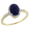 Image 1 : Natural 1.03 ctw Lapis & Diamond Engagement Ring 14K Yellow Gold - REF-22W3K