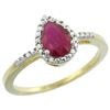 Image 1 : Natural 1.03 ctw ruby & Diamond Engagement Ring 10K Yellow Gold - REF-18W9K