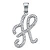 Image 1 : 0.20 CTW Diamond Cursive Letter H Pendant 10KT White Gold - REF-14M9H