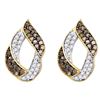 Image 1 : 1 CTW Cognac-brown Color Diamond Cluster Earrings 10KT Yellow Gold - REF-52Y4X