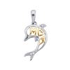 Image 1 : 0.02 CTW Diamond Dolphin Mom Pendant 10KT Two-tone Gold - REF-7N4F